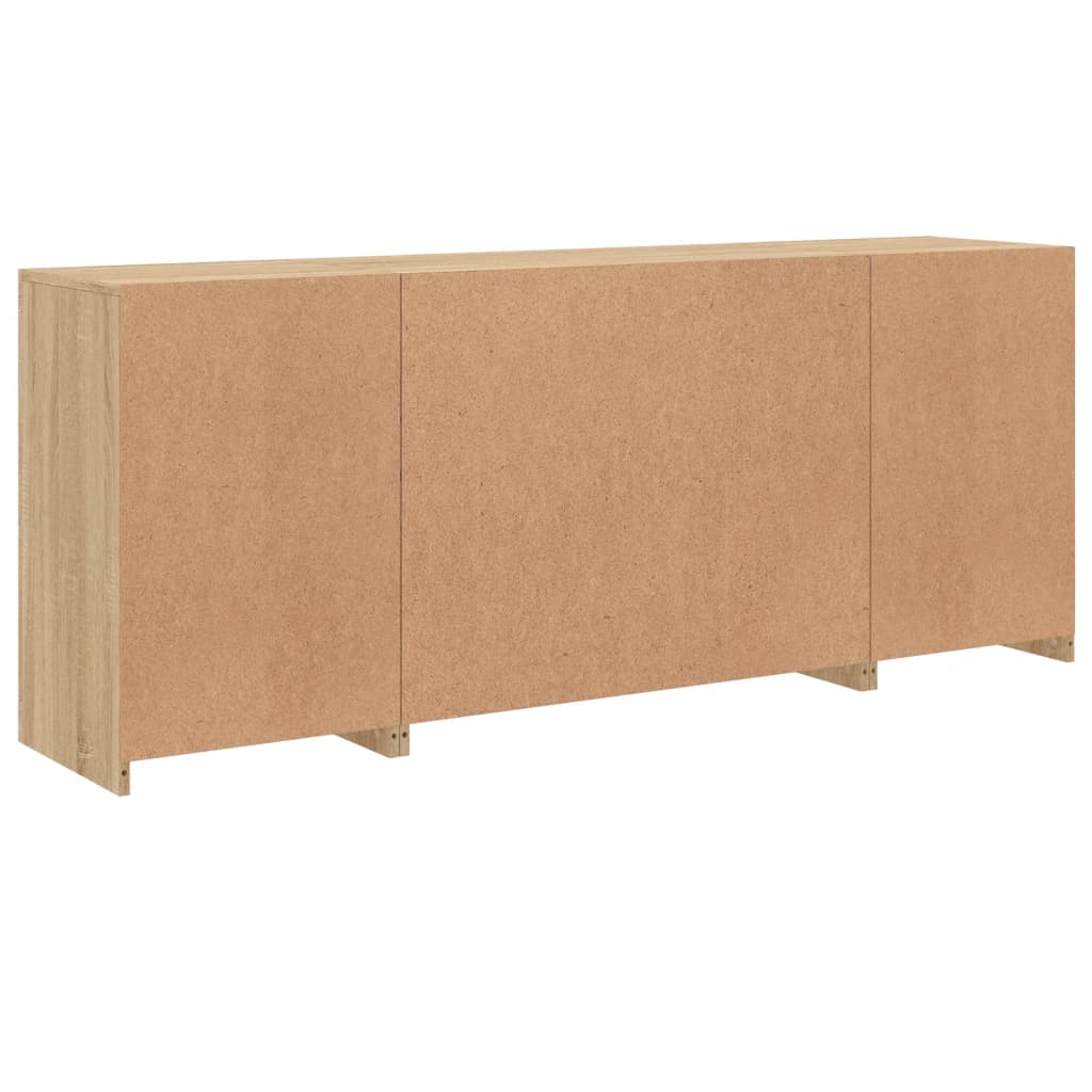 Sideboard LED Lights 163X37X67 Cm Concrete Grey White Sonoma Oak Smoked Oak 163