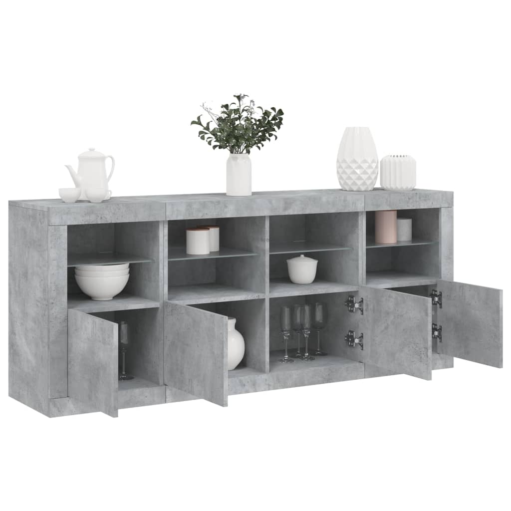 Sideboard With Led Lights 163X37X67 Cm