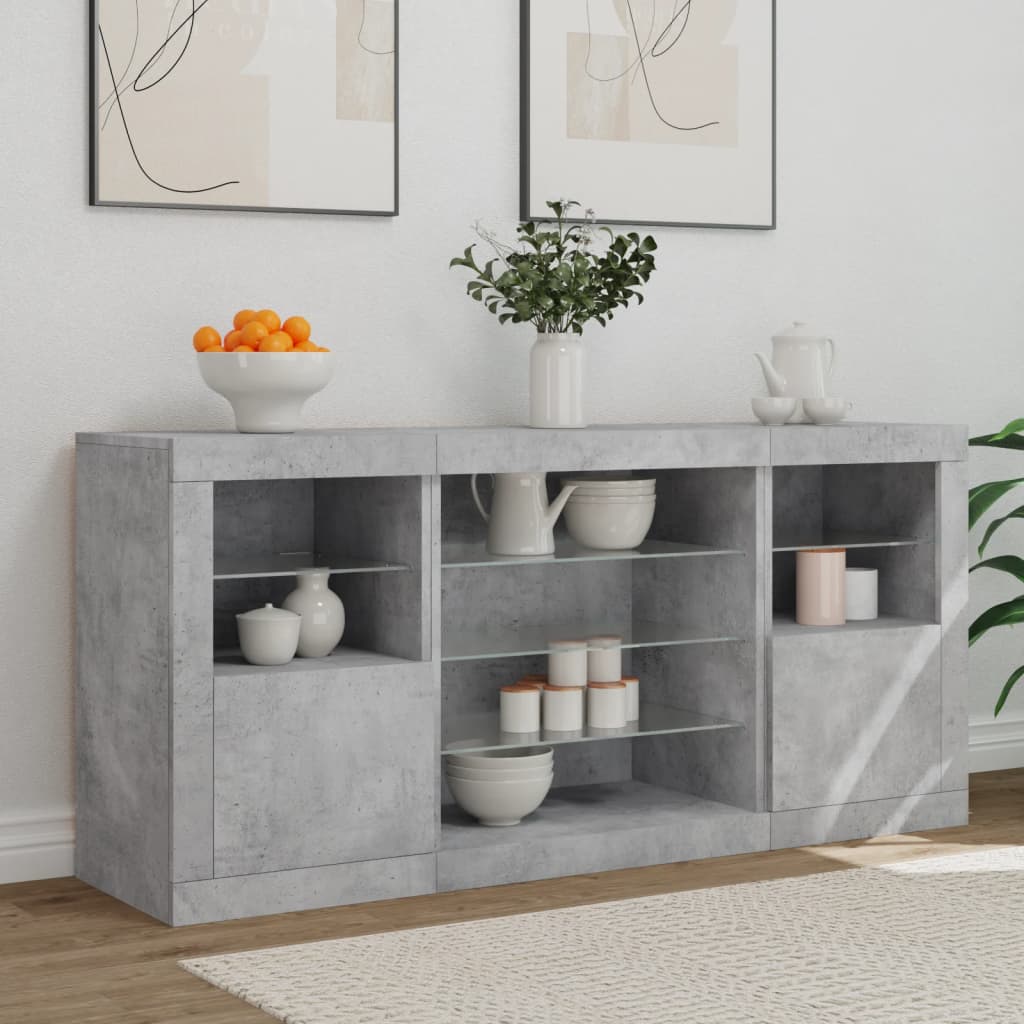 Sideboard With Led Lights 142.5X37X67 Cm