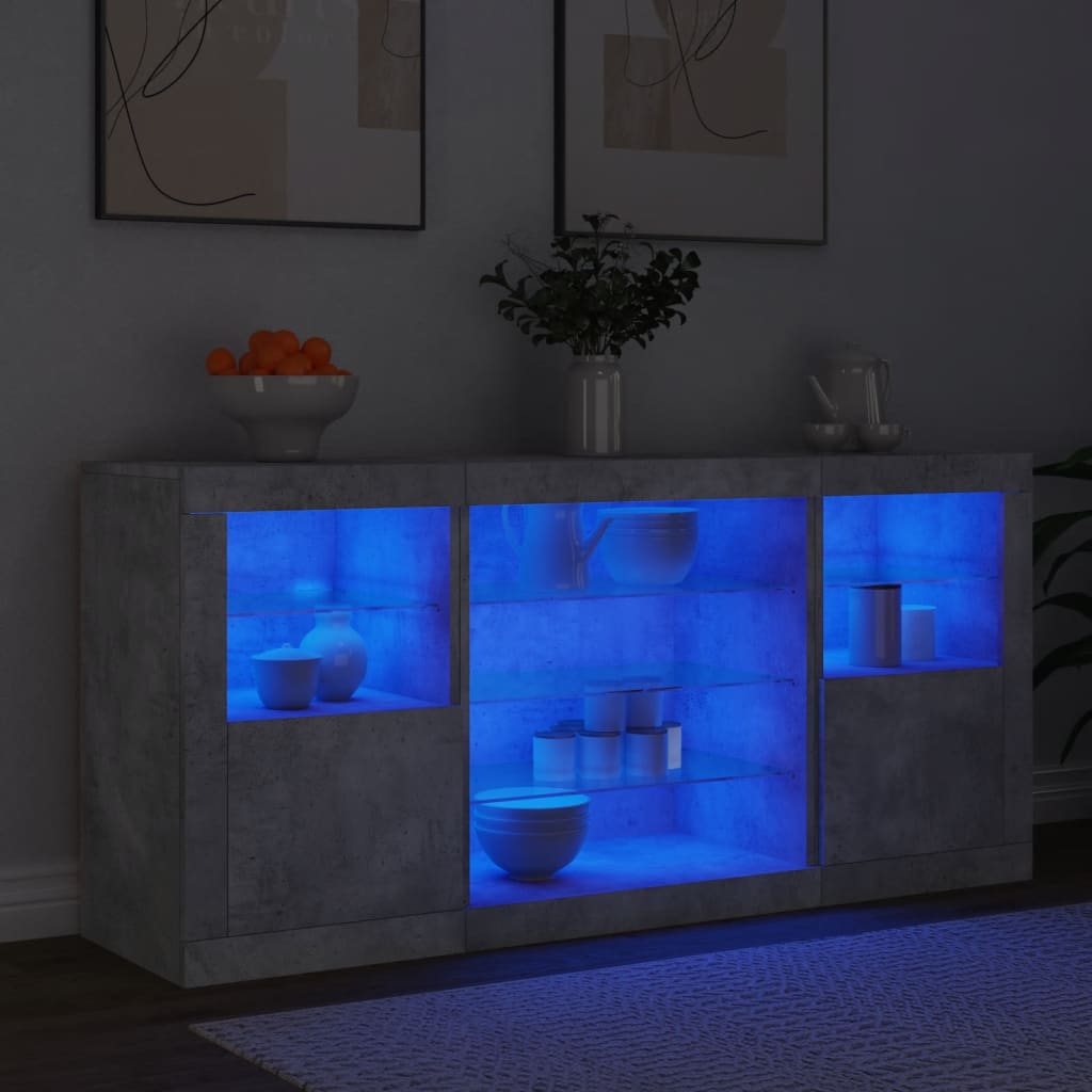 Sideboard With Led Lights 142.5X37X67 Cm