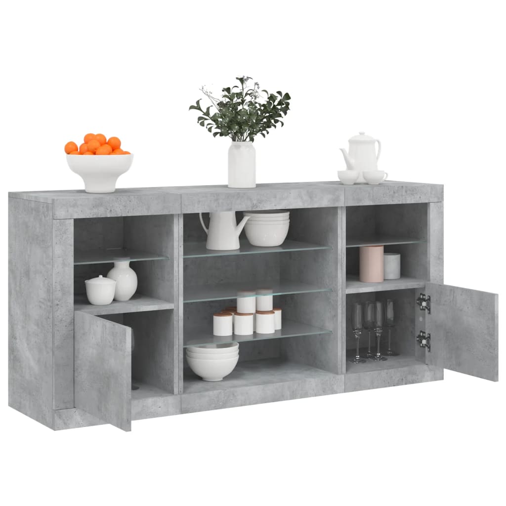 Sideboard With Led Lights 142.5X37X67 Cm