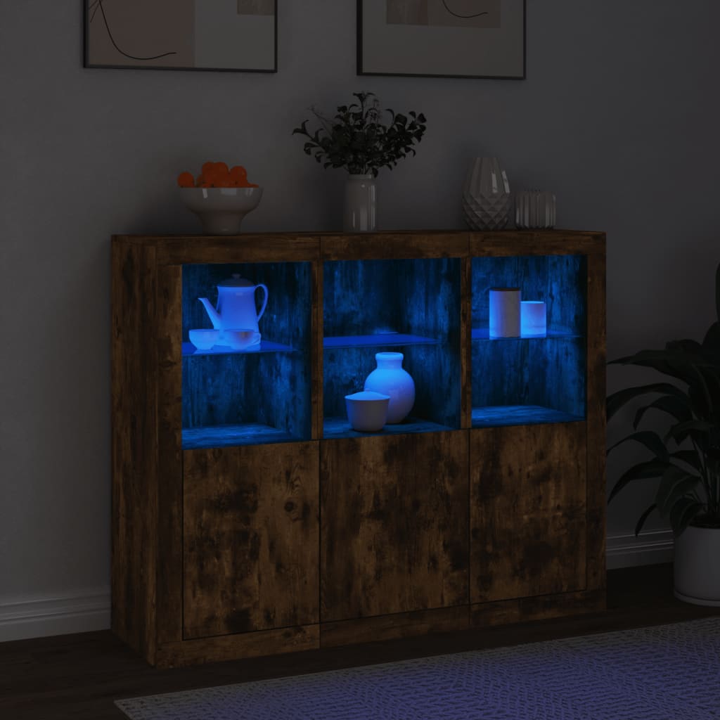 Sideboards With Led Lights 3 Pcs Engineered Wood