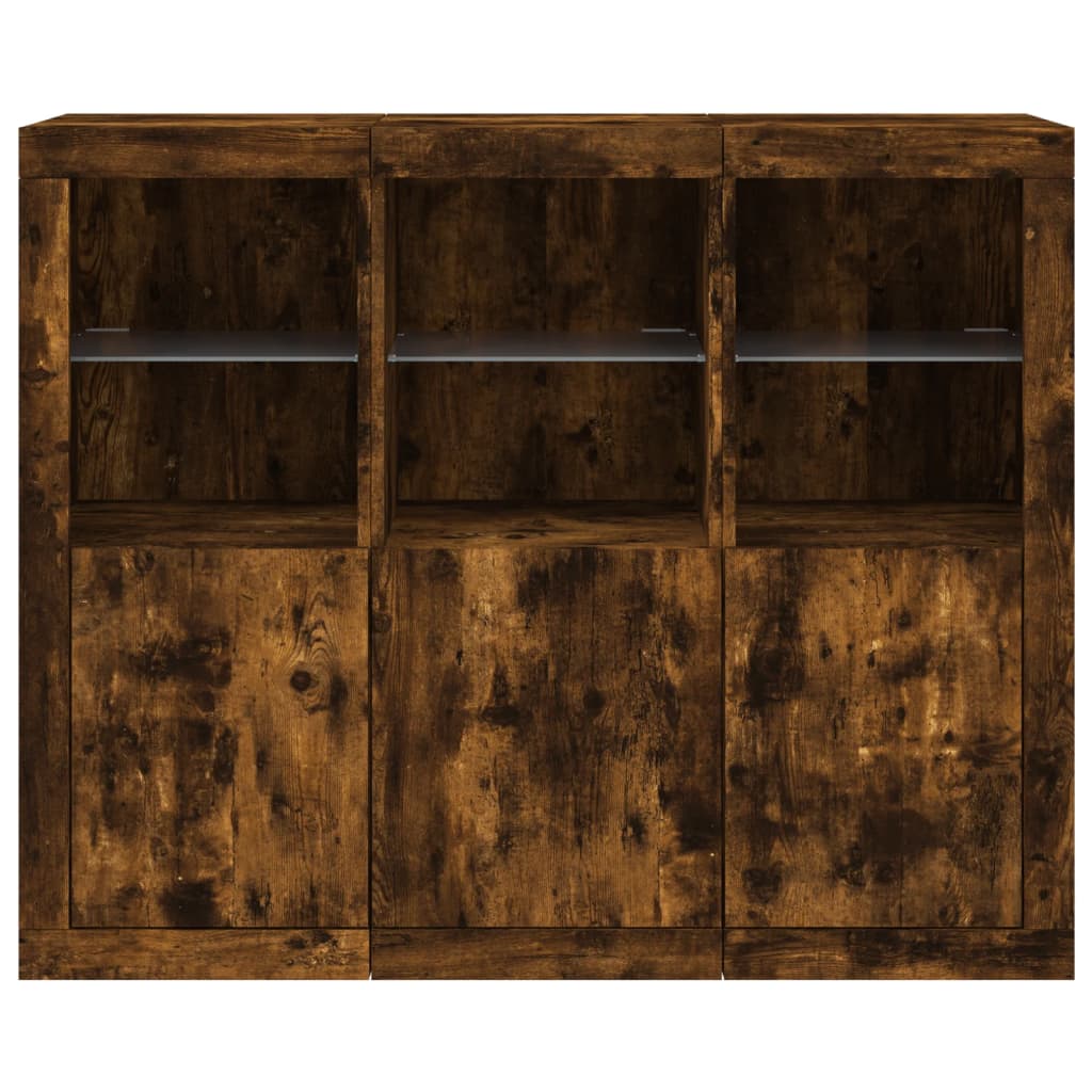 Sideboards With Led Lights 3 Pcs Engineered Wood