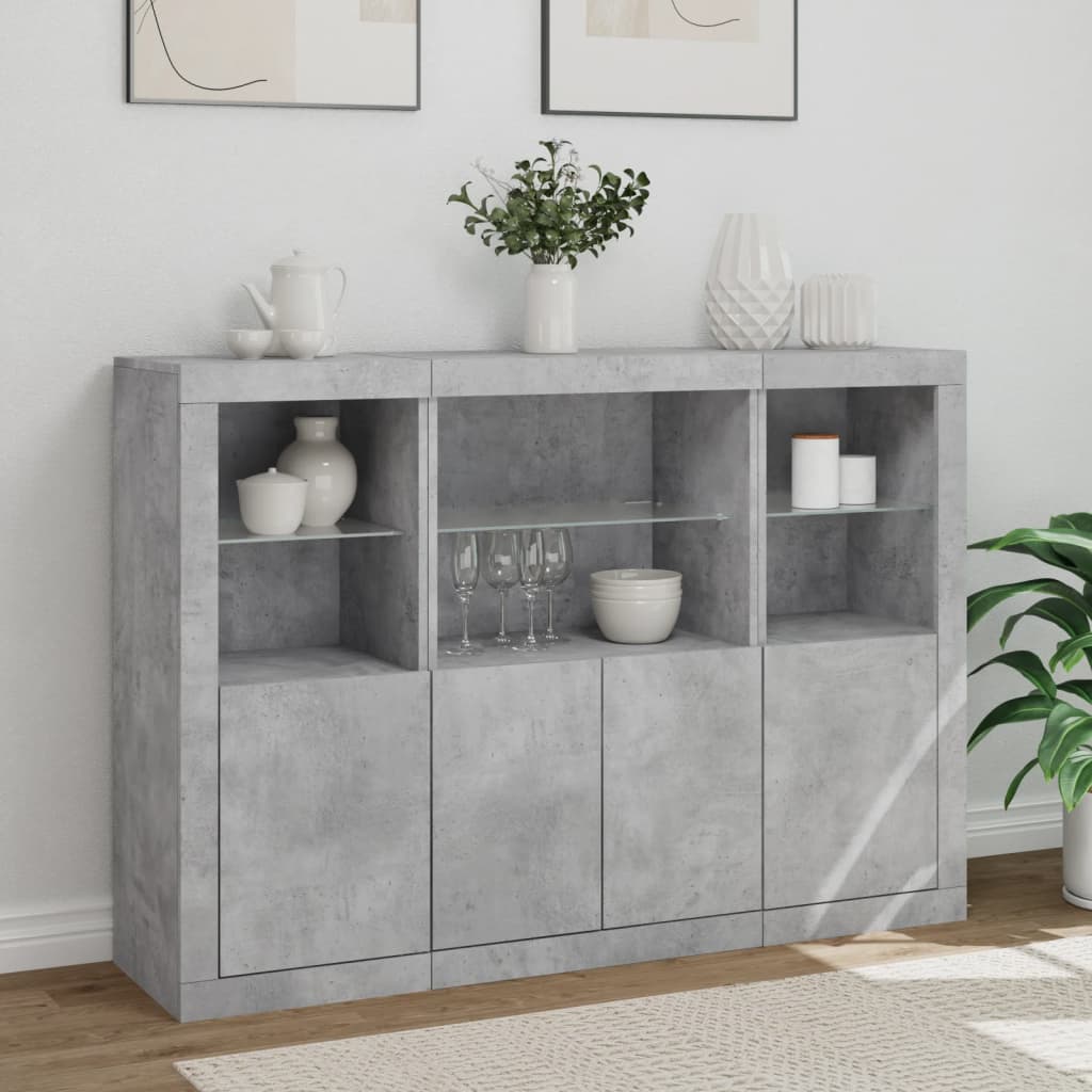 Sideboards With Led Lights 3 Pcs Engineered Wood