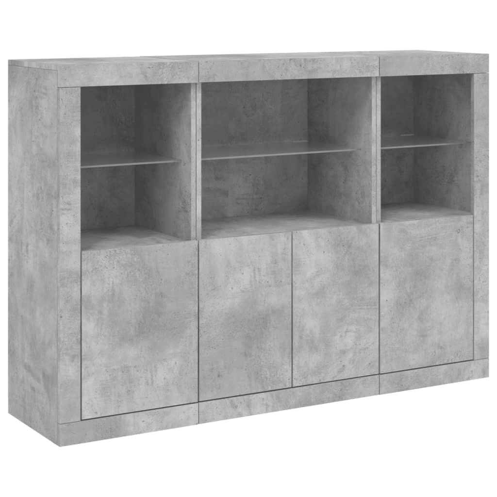 Sideboards With Led Lights 3 Pcs Engineered Wood