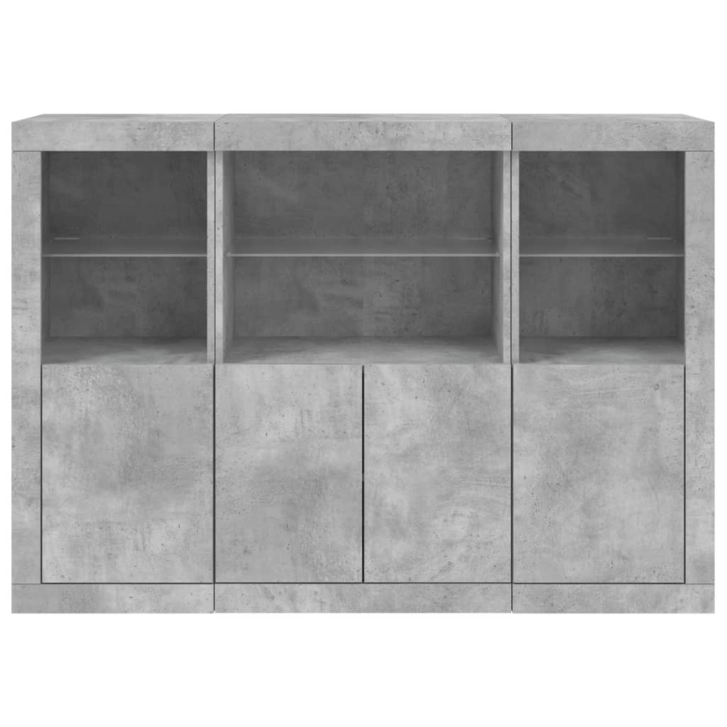 Sideboards With Led Lights 3 Pcs Engineered Wood