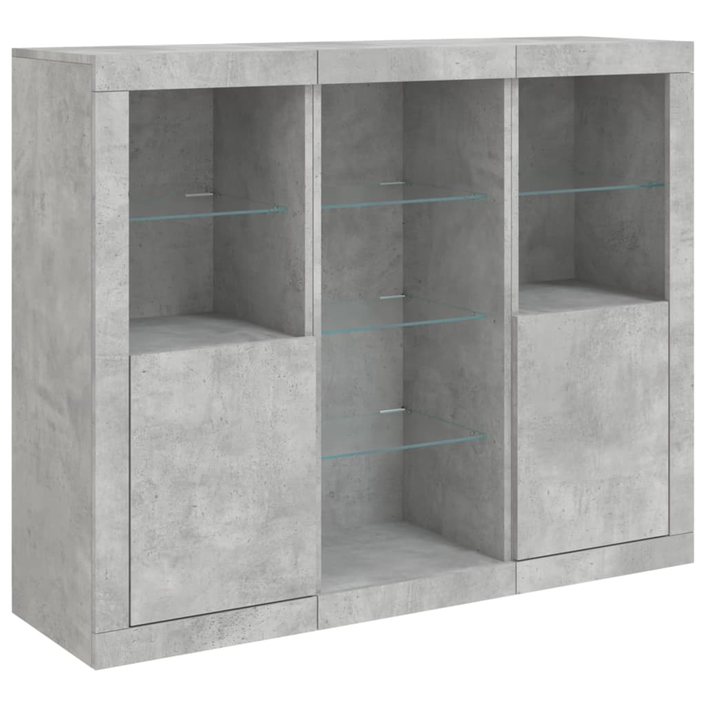 Sideboards With Led Lights 3 Pcs Engineered Wood