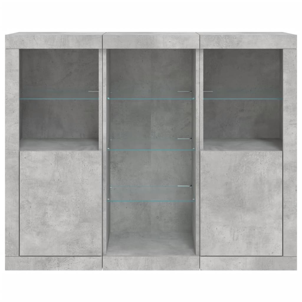 Sideboards With Led Lights 3 Pcs Engineered Wood