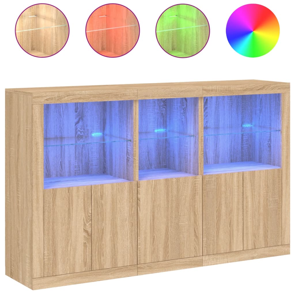 Sideboard With Led Lights 162X37X100 Cm