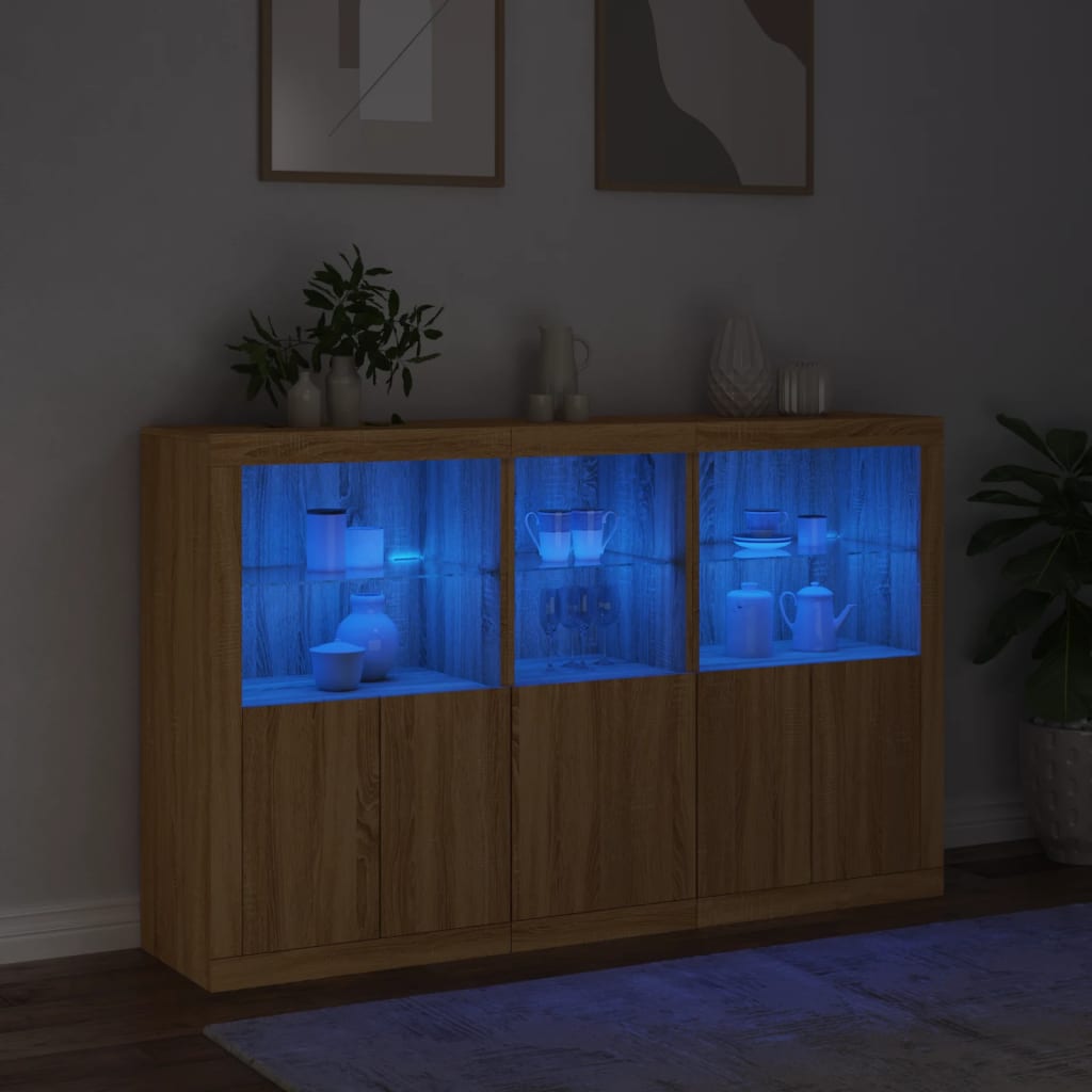 Sideboard With Led Lights 162X37X100 Cm