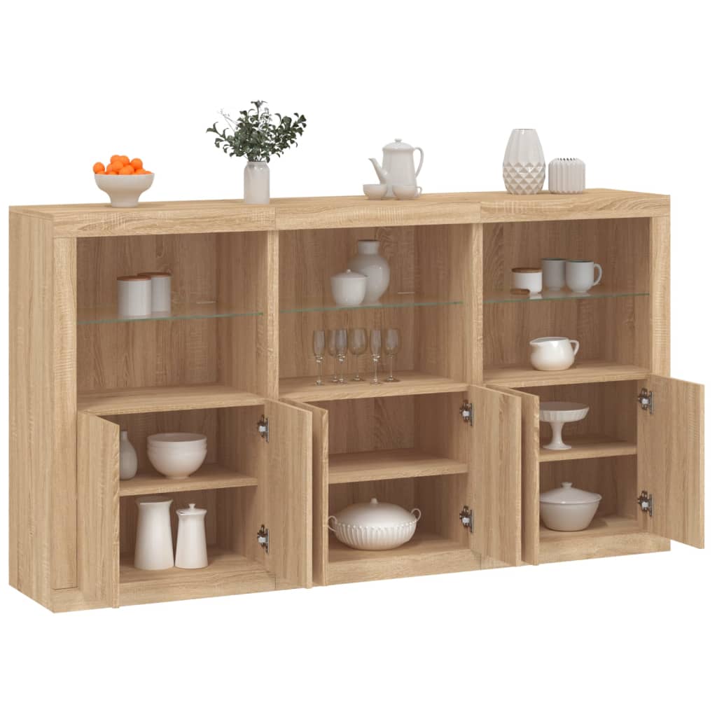 Sideboard With Led Lights 181.5X37X100 Cm