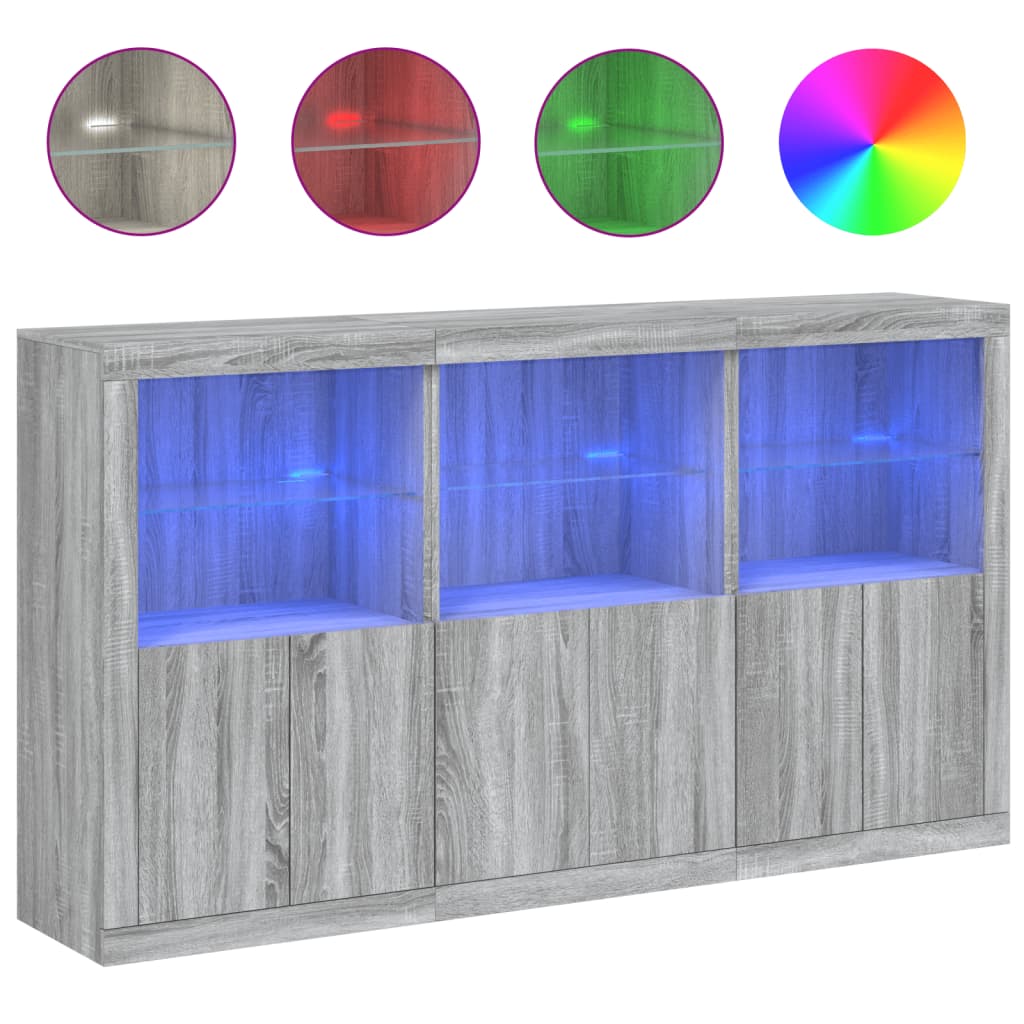 Sideboard With Led Lights 181.5X37X100 Cm