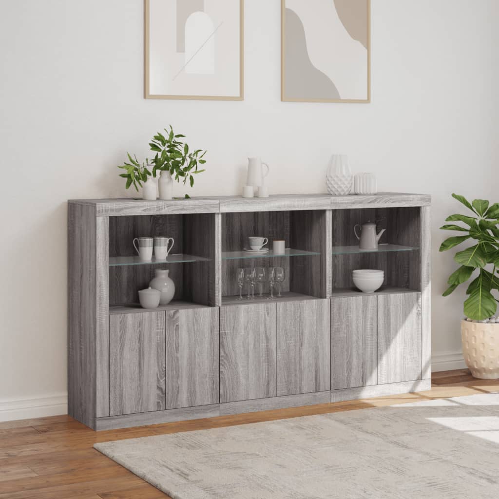 Sideboard With Led Lights 181.5X37X100 Cm