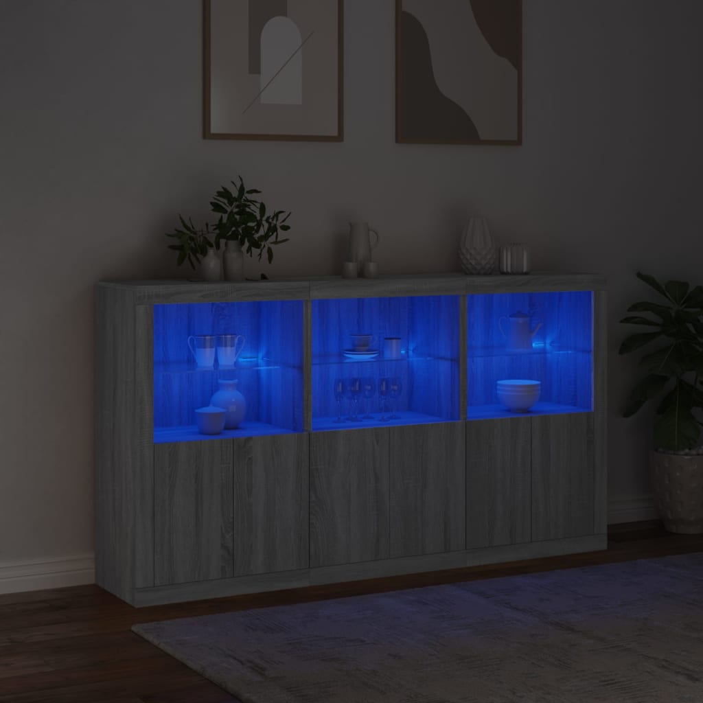 Sideboard With Led Lights 181.5X37X100 Cm
