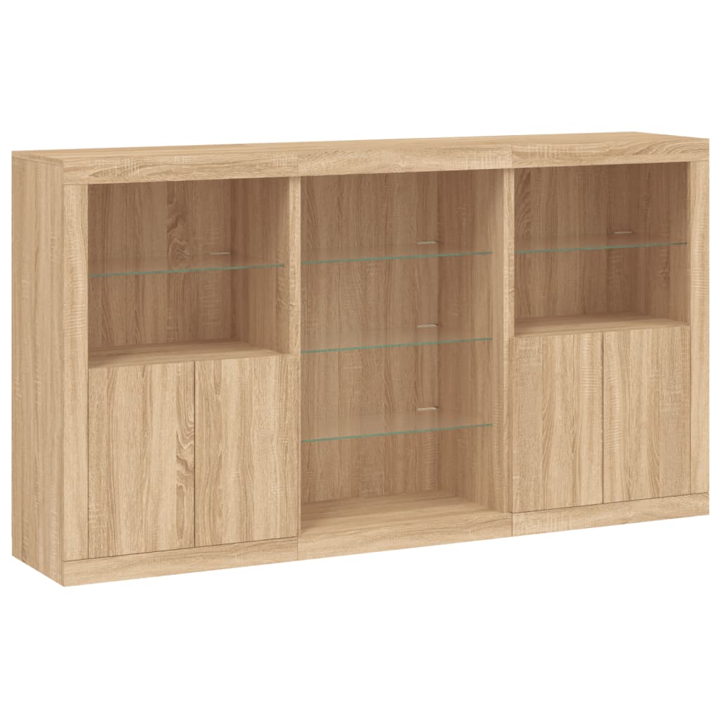 Sideboard With Led Lights 181.5X37X100 Cm