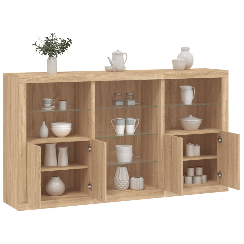 Sideboard With Led Lights 181.5X37X100 Cm