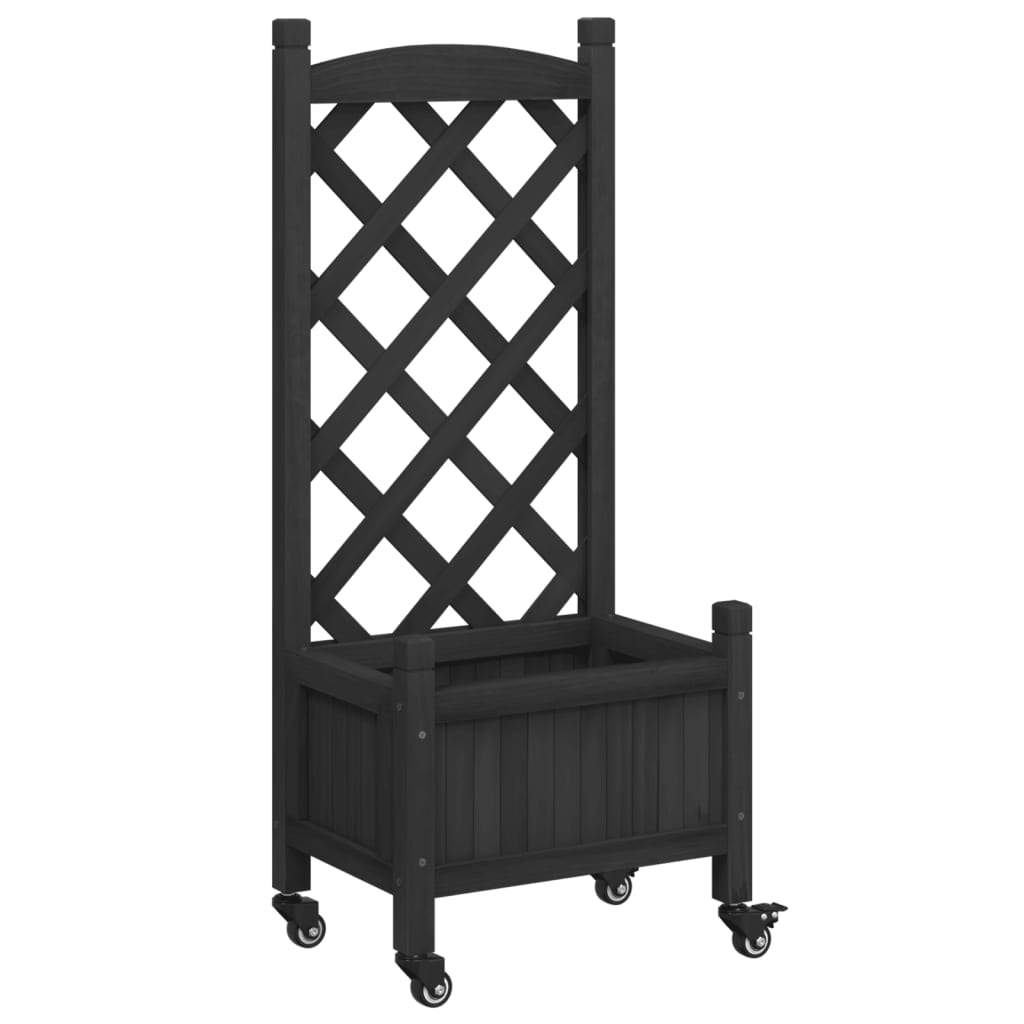 Planter Solid Wood Fir black grey brown Solid fir wood 90 x 35 x 180 cm 40 cm