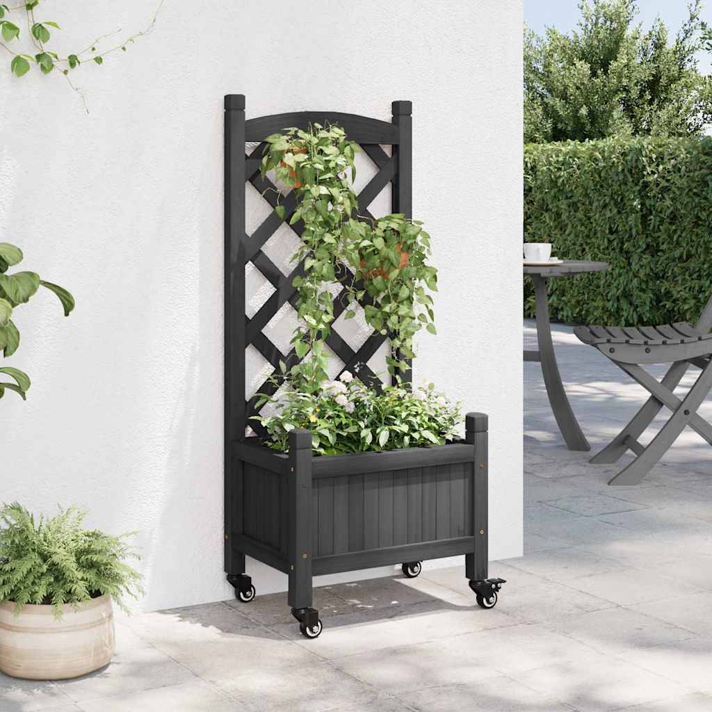 Planter Solid Wood Fir black grey brown Solid fir wood 90 x 35 x 180 cm 40 cm