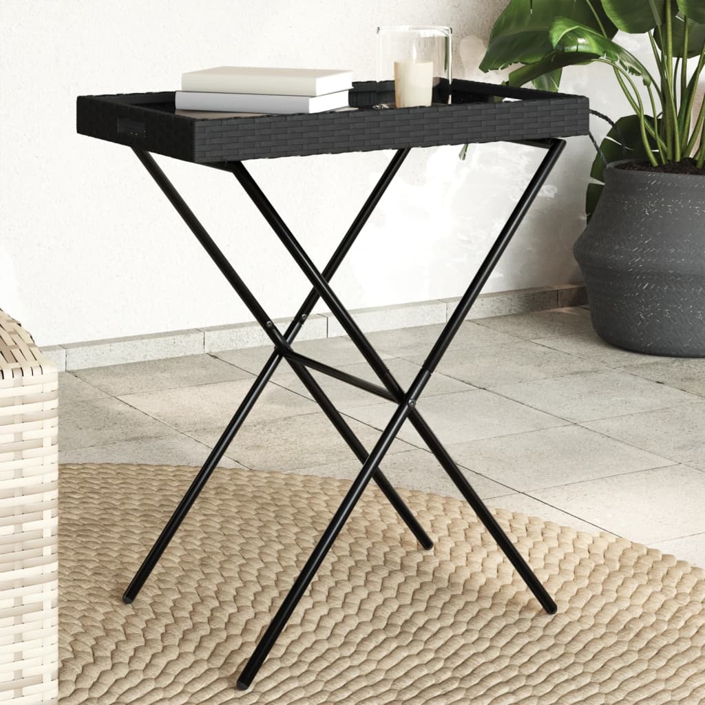 Folding Tray Table 65X40X75 Cm Poly Rattan