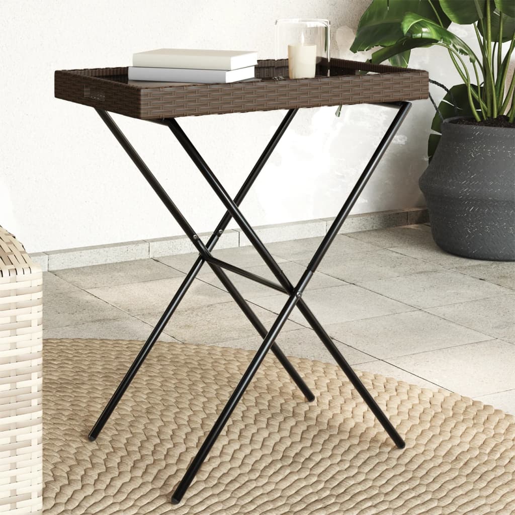 Folding Tray Table 65X40X75 Cm Poly Rattan