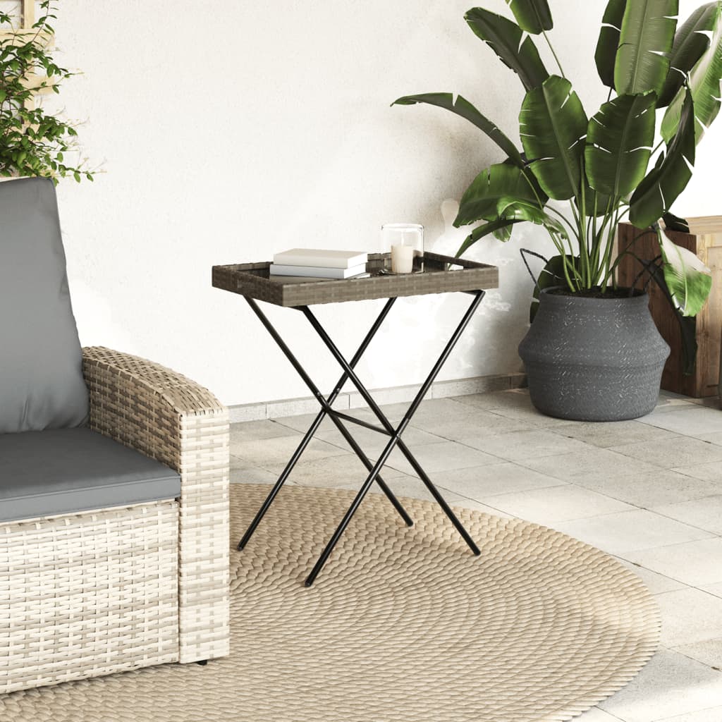 Folding Tray Table 65X40X75 Cm Poly Rattan
