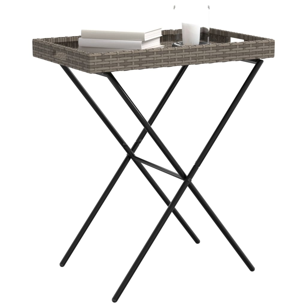 Folding Tray Table 65X40X75 Cm Poly Rattan
