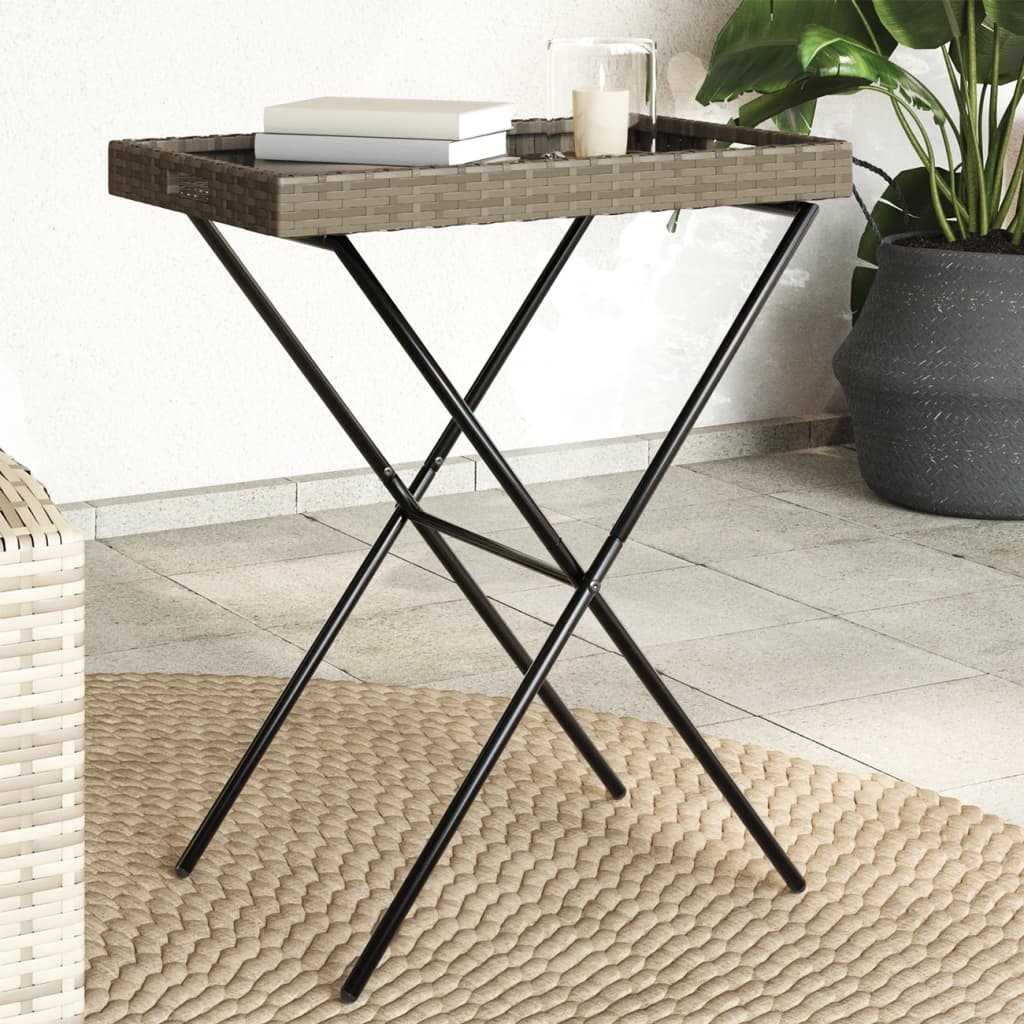 Folding Tray Table 65X40X75 Cm Poly Rattan