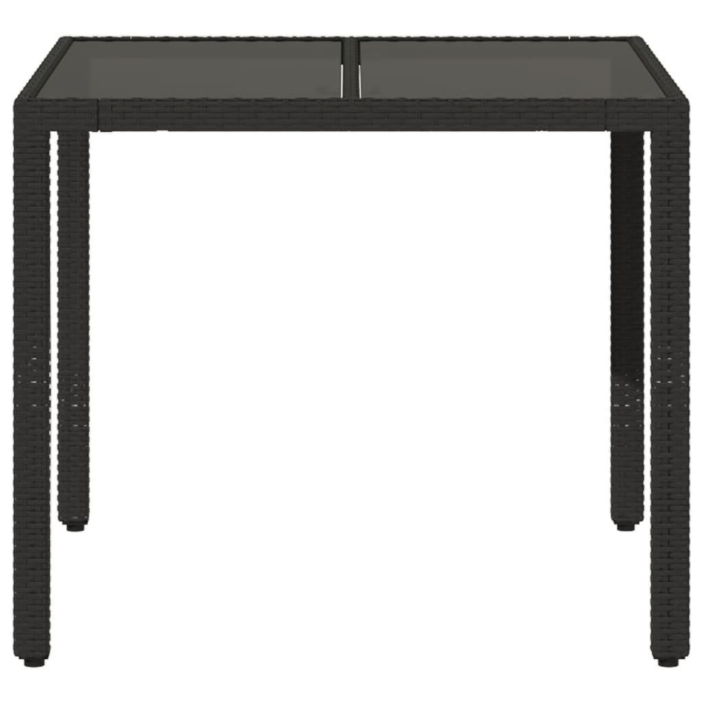 Garden Table With Glass Top 90X90X75 Cm Poly Rattan