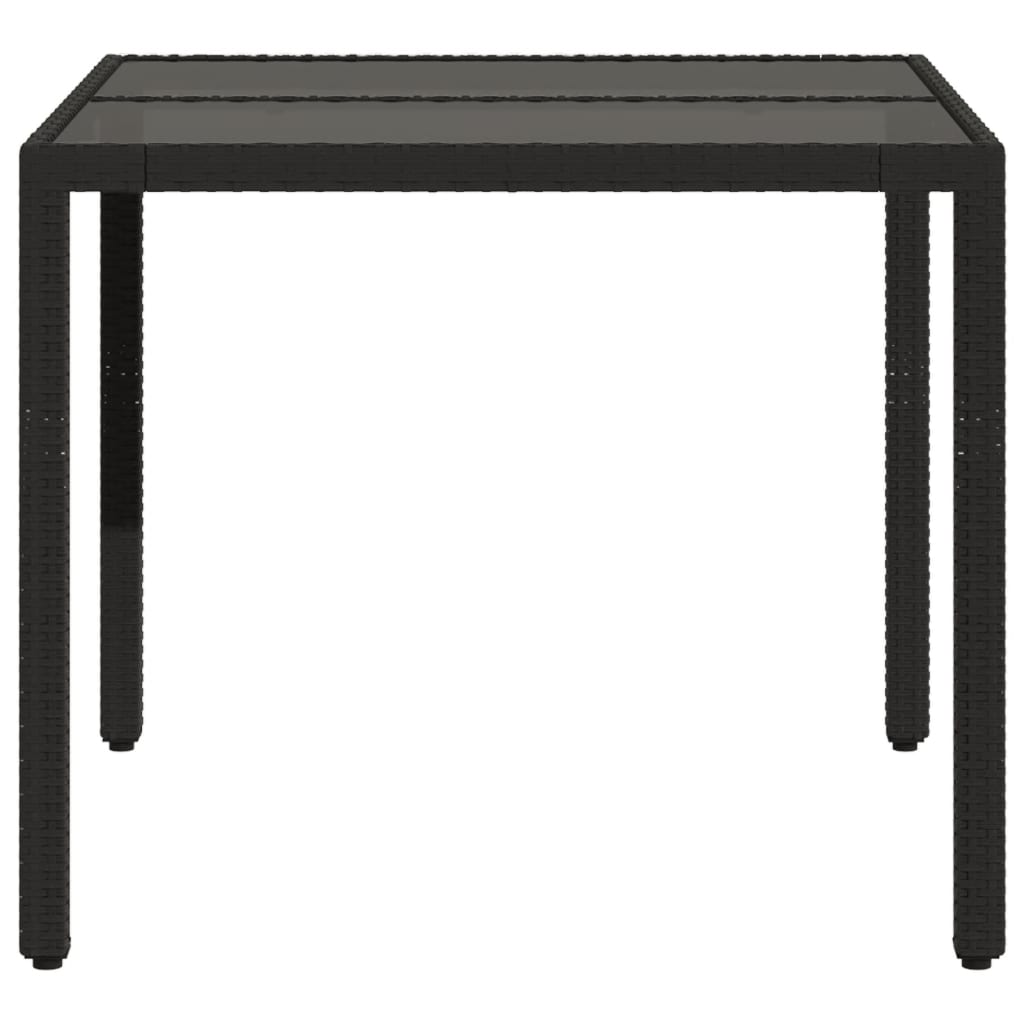 Garden Table With Glass Top 90X90X75 Cm Poly Rattan