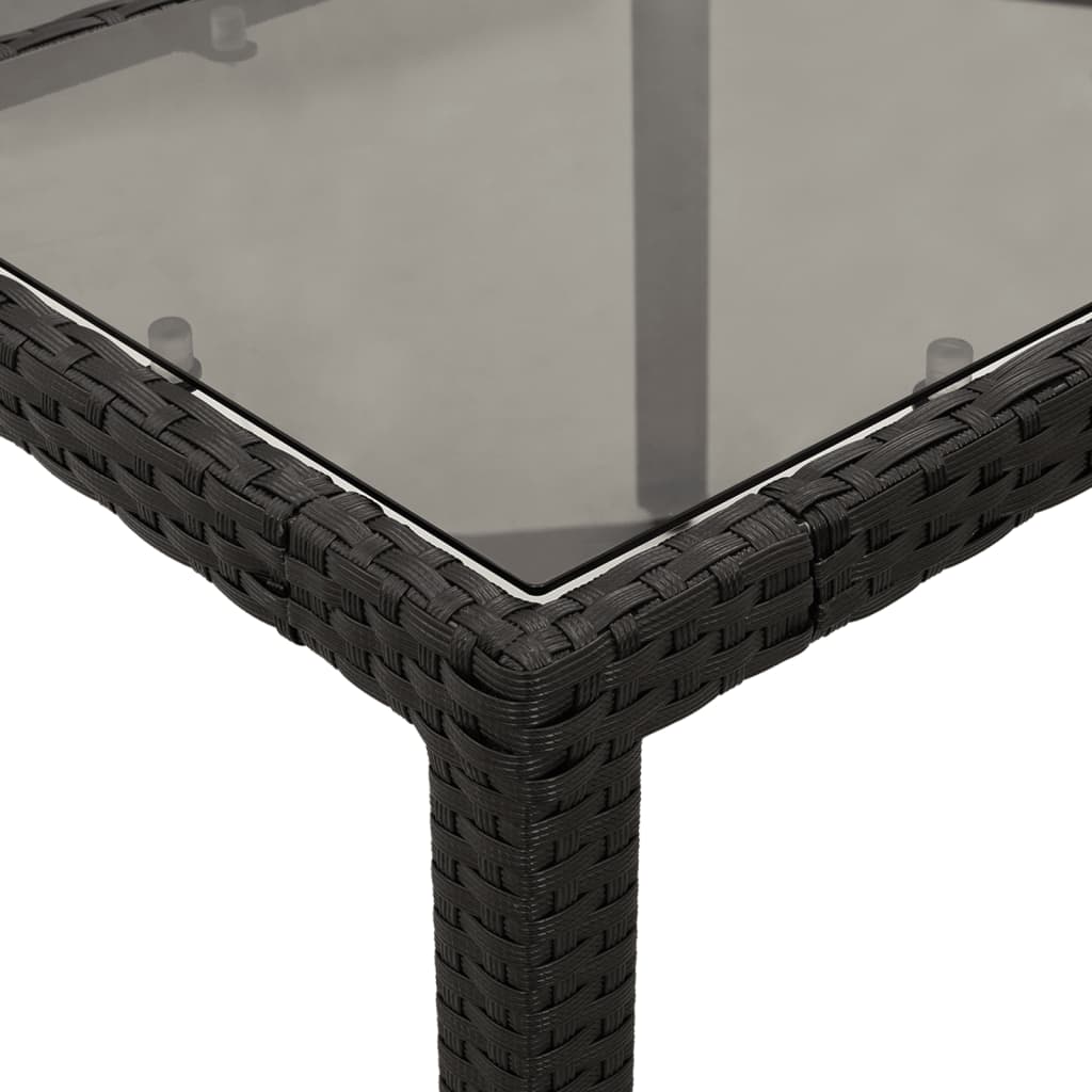 Garden Table With Glass Top 90X90X75 Cm Poly Rattan