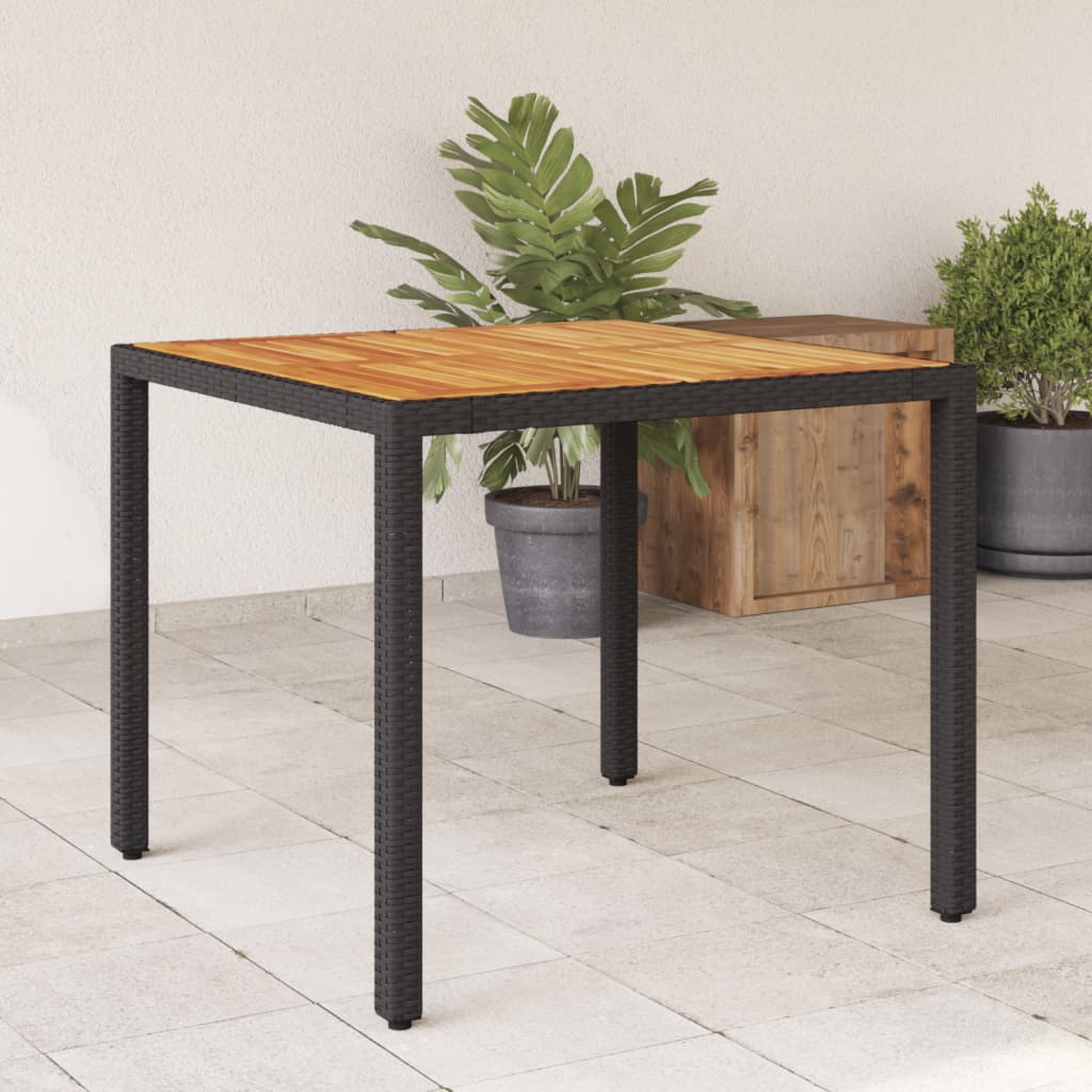 Garden Table Poly Rattan Acacia Wood