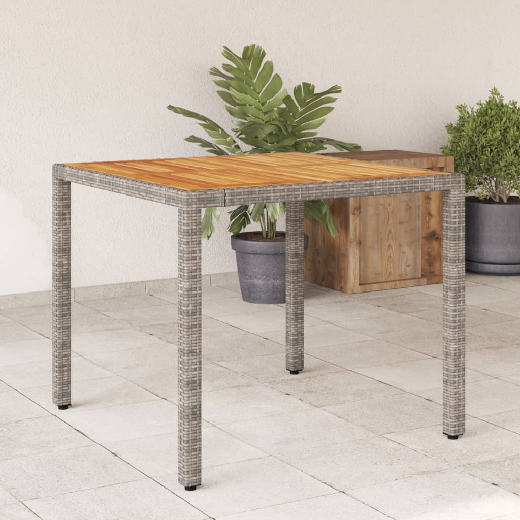 Garden Table Poly Rattan Acacia Wood