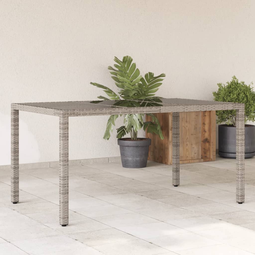 Garden Table With Glass Top 150X90X75 Cm Poly Rattan