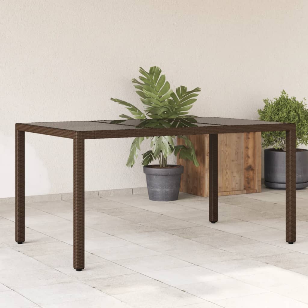 Garden Table With Glass Top 150X90X75 Cm Poly Rattan
