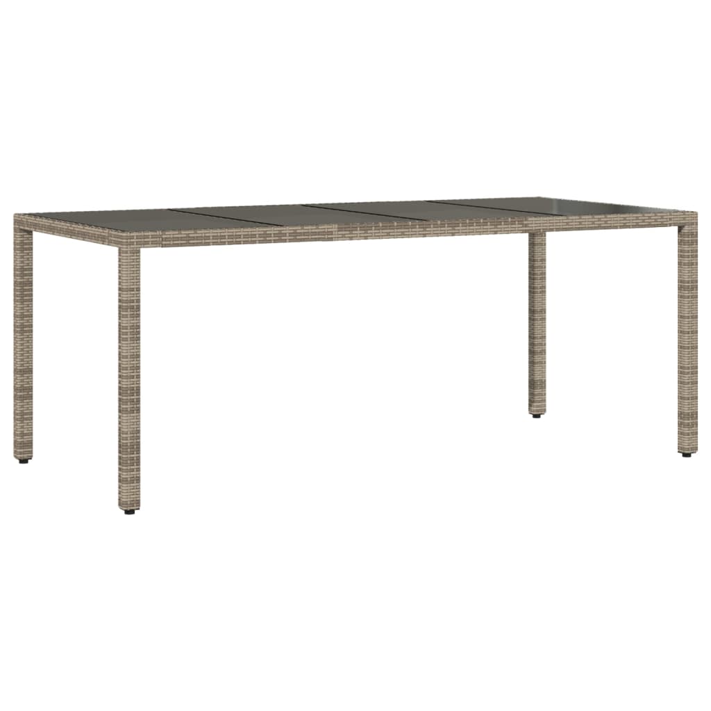 Garden Table With Glass Top 190X90X75 Cm Poly Rattan