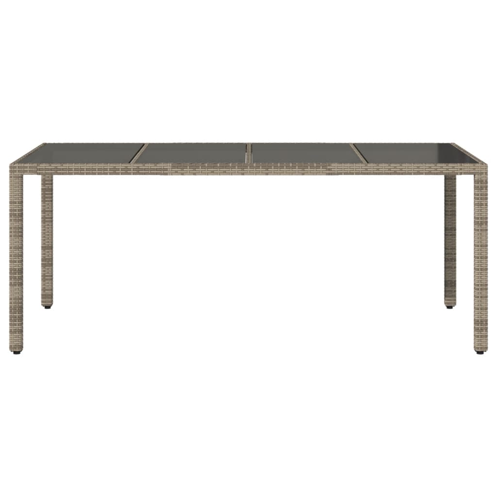 Garden Table With Glass Top 190X90X75 Cm Poly Rattan