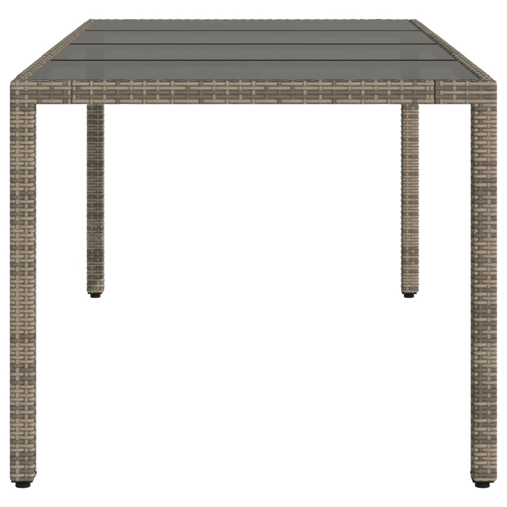 Garden Table With Glass Top 190X90X75 Cm Poly Rattan