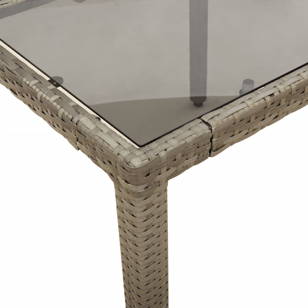 Garden Table With Glass Top 190X90X75 Cm Poly Rattan