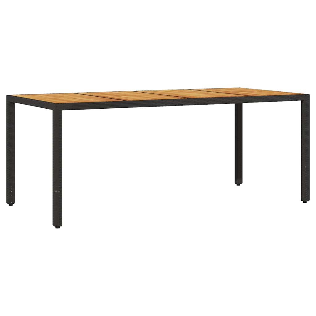 Outdoor Table Garden 190X90X75 Cm Poly Rattan Acacia Wood beige black grey 190 c