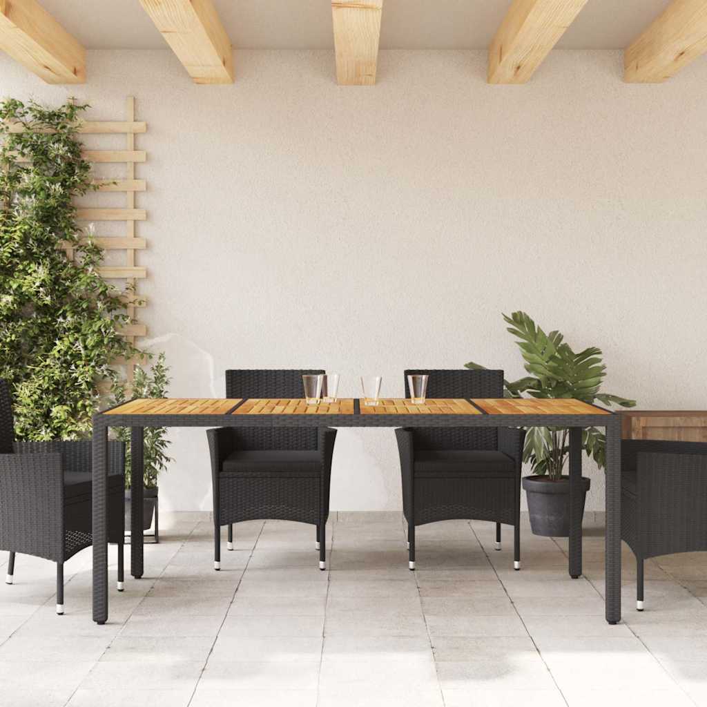 Outdoor Table Garden 190X90X75 Cm Poly Rattan Acacia Wood beige black grey 190 c