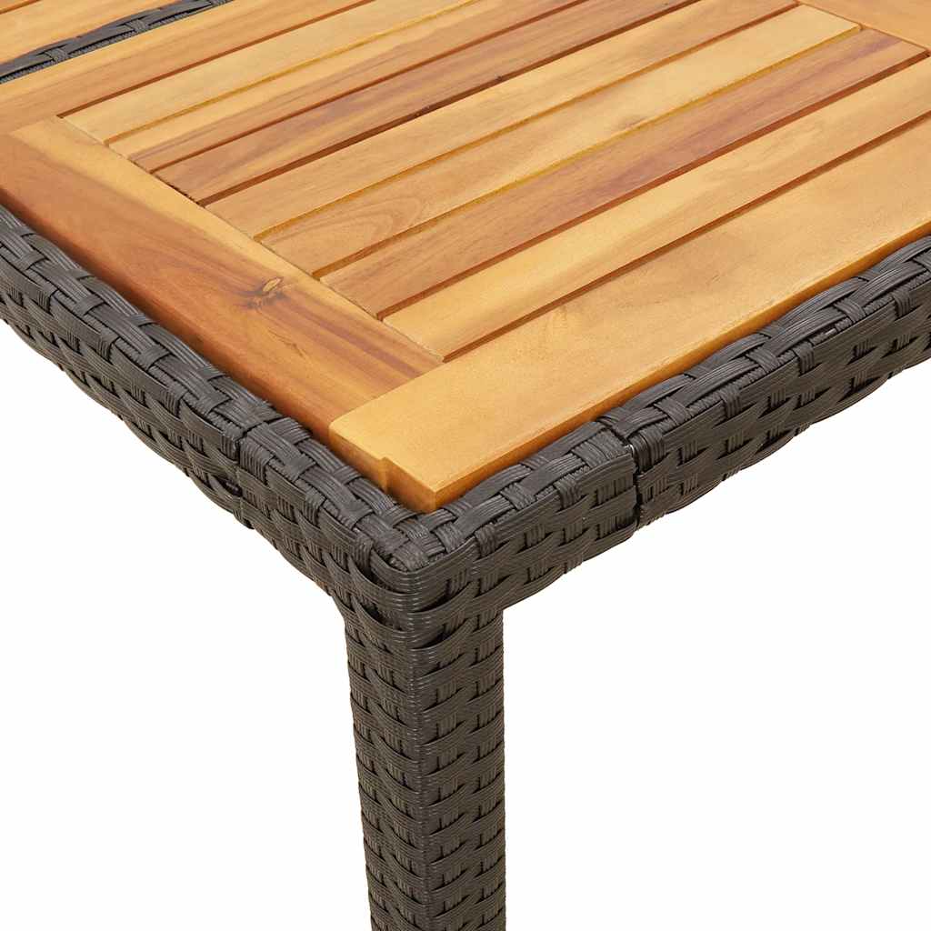 Outdoor Table Garden 190X90X75 Cm Poly Rattan Acacia Wood beige black grey 190 c