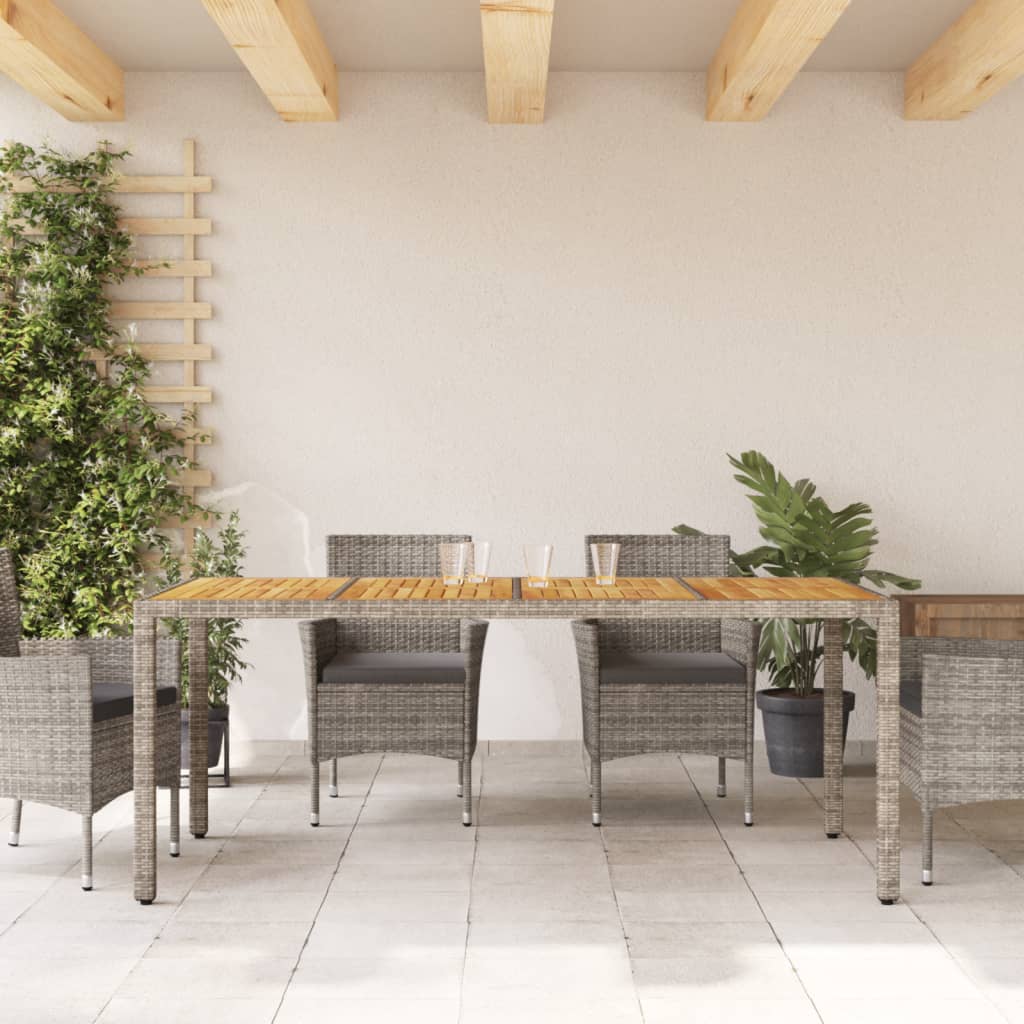 Outdoor Table Garden 190X90X75 Cm Poly Rattan Acacia Wood beige black grey 190 c