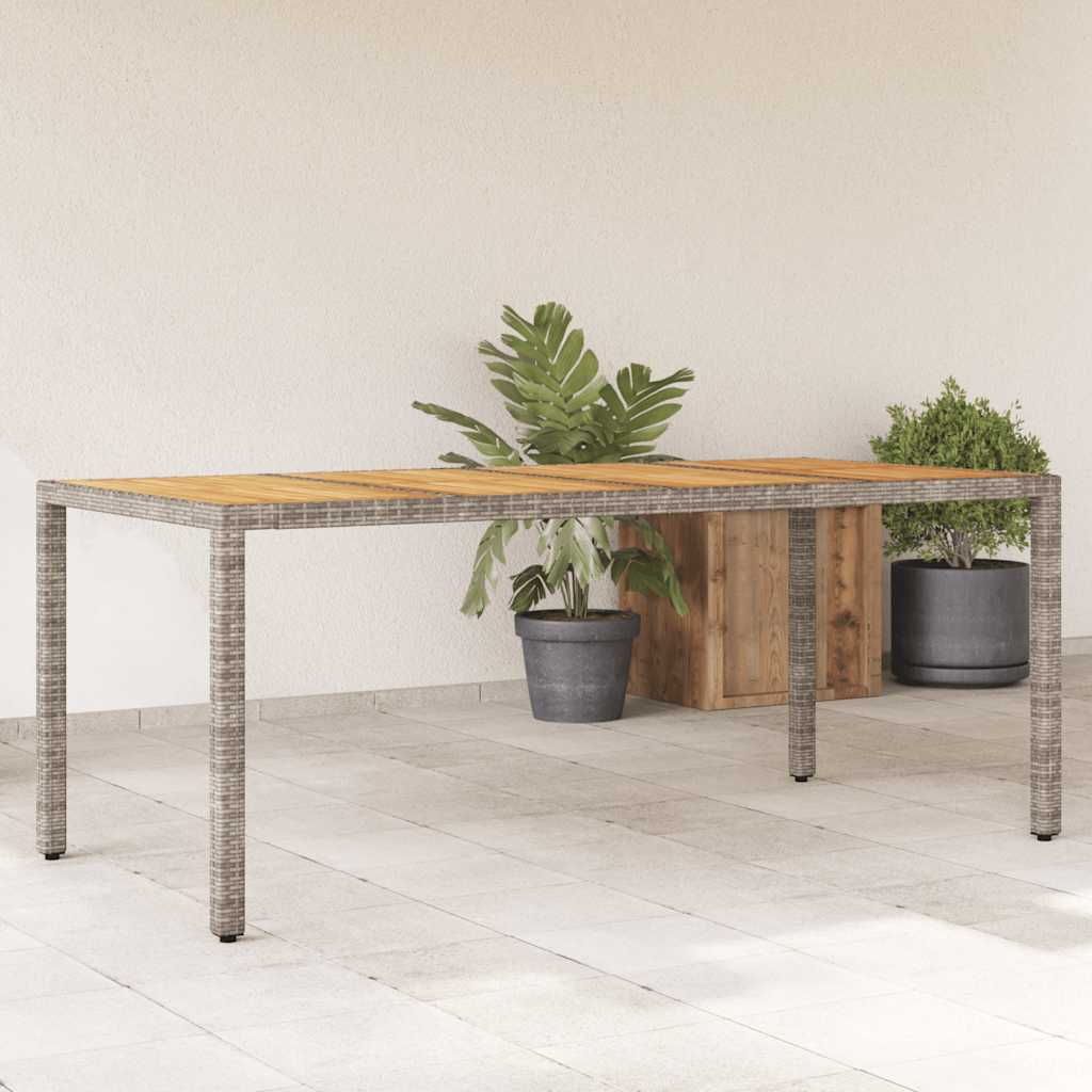Outdoor Table Garden 190X90X75 Cm Poly Rattan Acacia Wood beige black grey 190 c