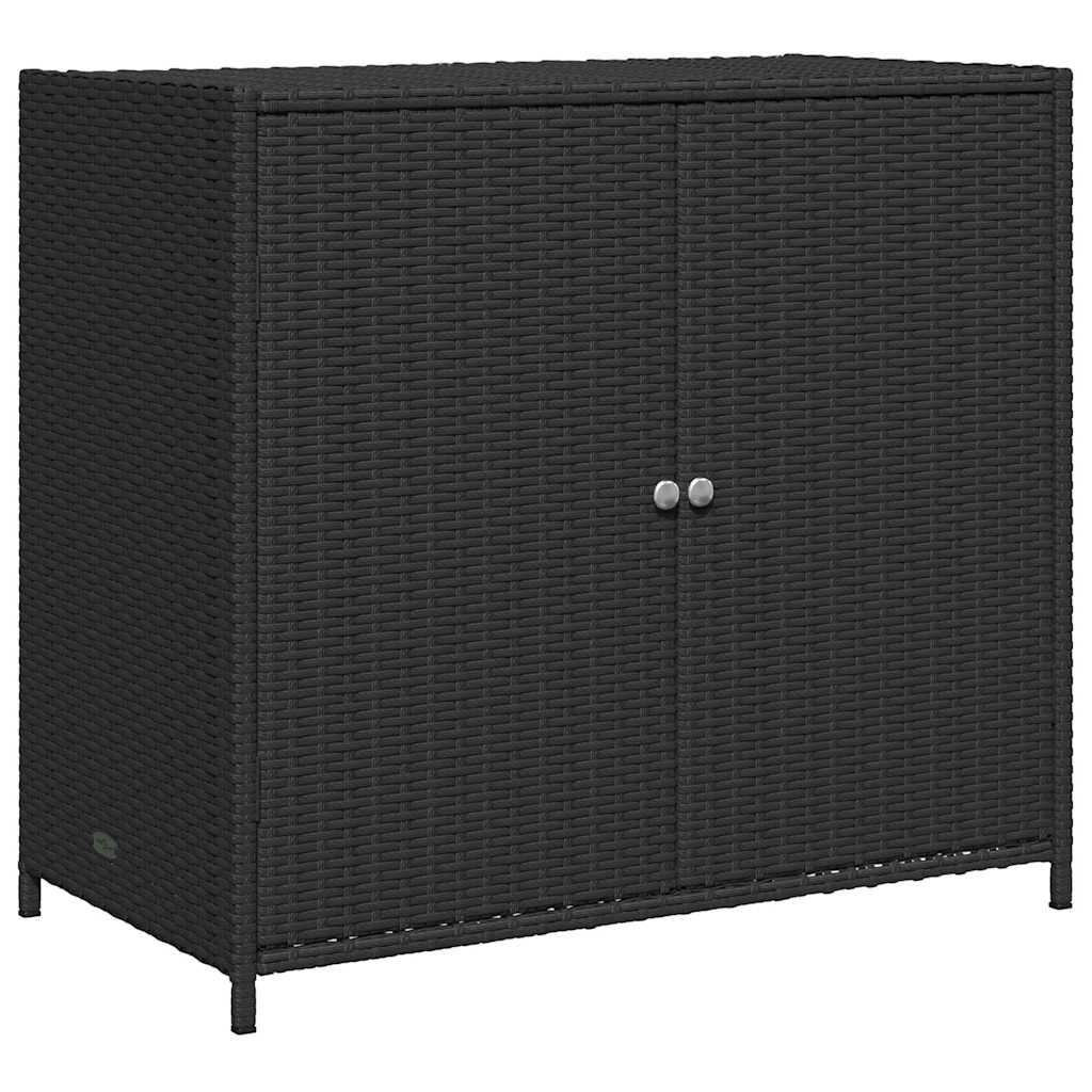 Outdoor Storage Boxes Garden Cabinet 83cm Poly Rattan Cupboard Black Lockable gr