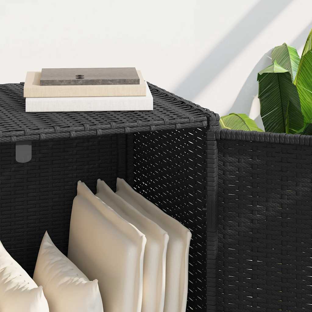 Outdoor Storage Boxes Garden Cabinet 83cm Poly Rattan Cupboard Black Lockable gr