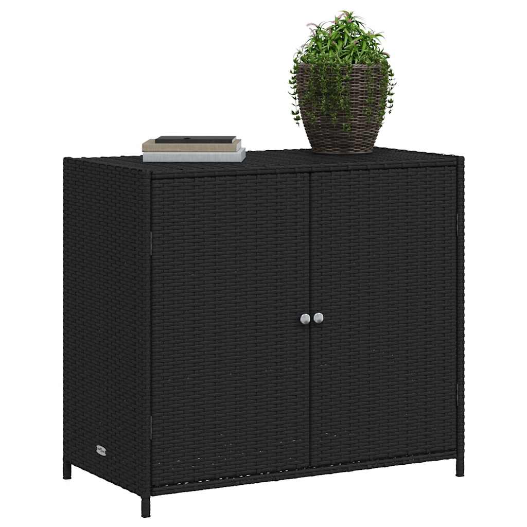 Outdoor Storage Boxes Garden Cabinet 83cm Poly Rattan Cupboard Black Lockable gr