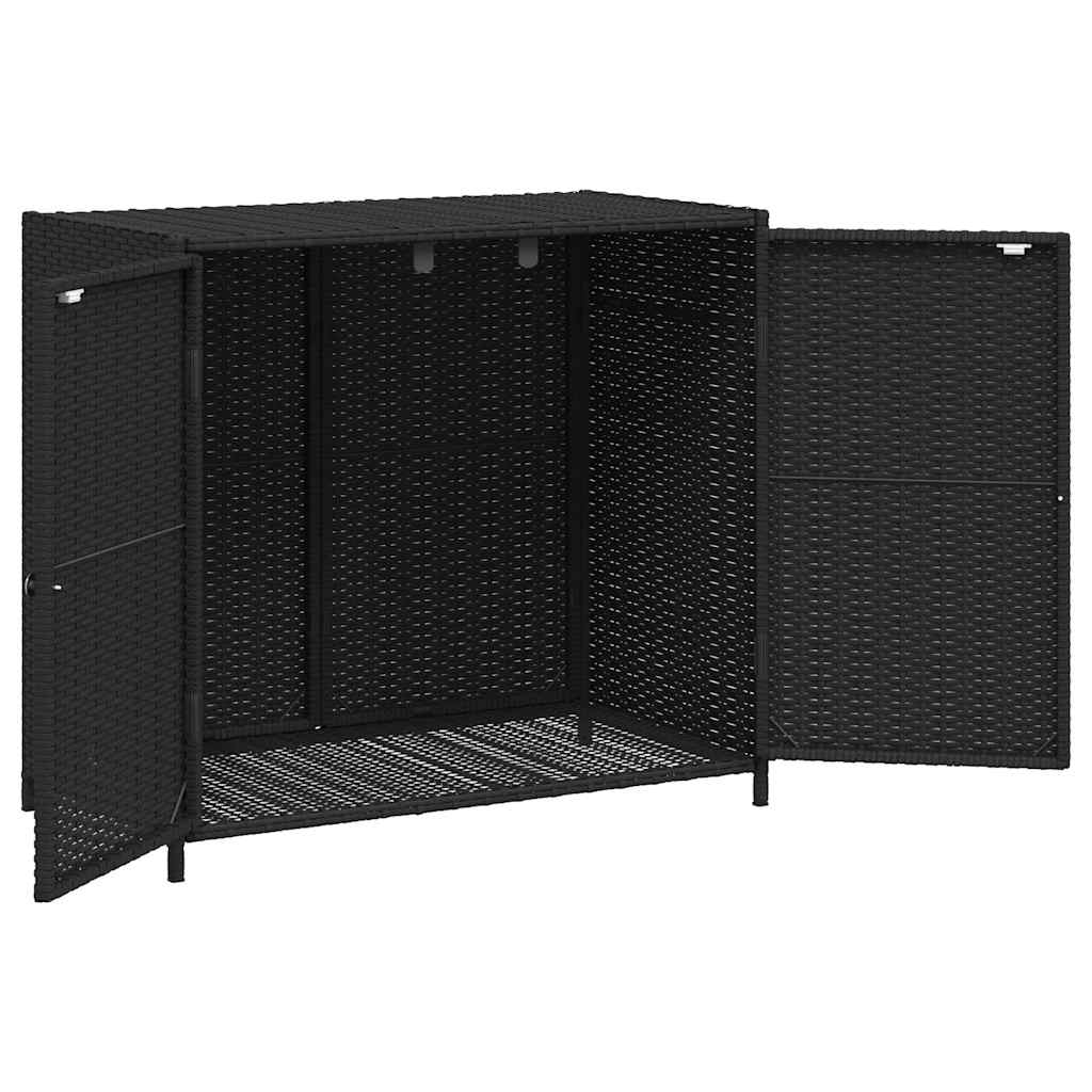 Outdoor Storage Boxes Garden Cabinet 83cm Poly Rattan Cupboard Black Lockable gr