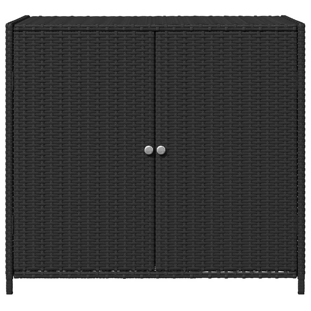 Outdoor Storage Boxes Garden Cabinet 83cm Poly Rattan Cupboard Black Lockable gr