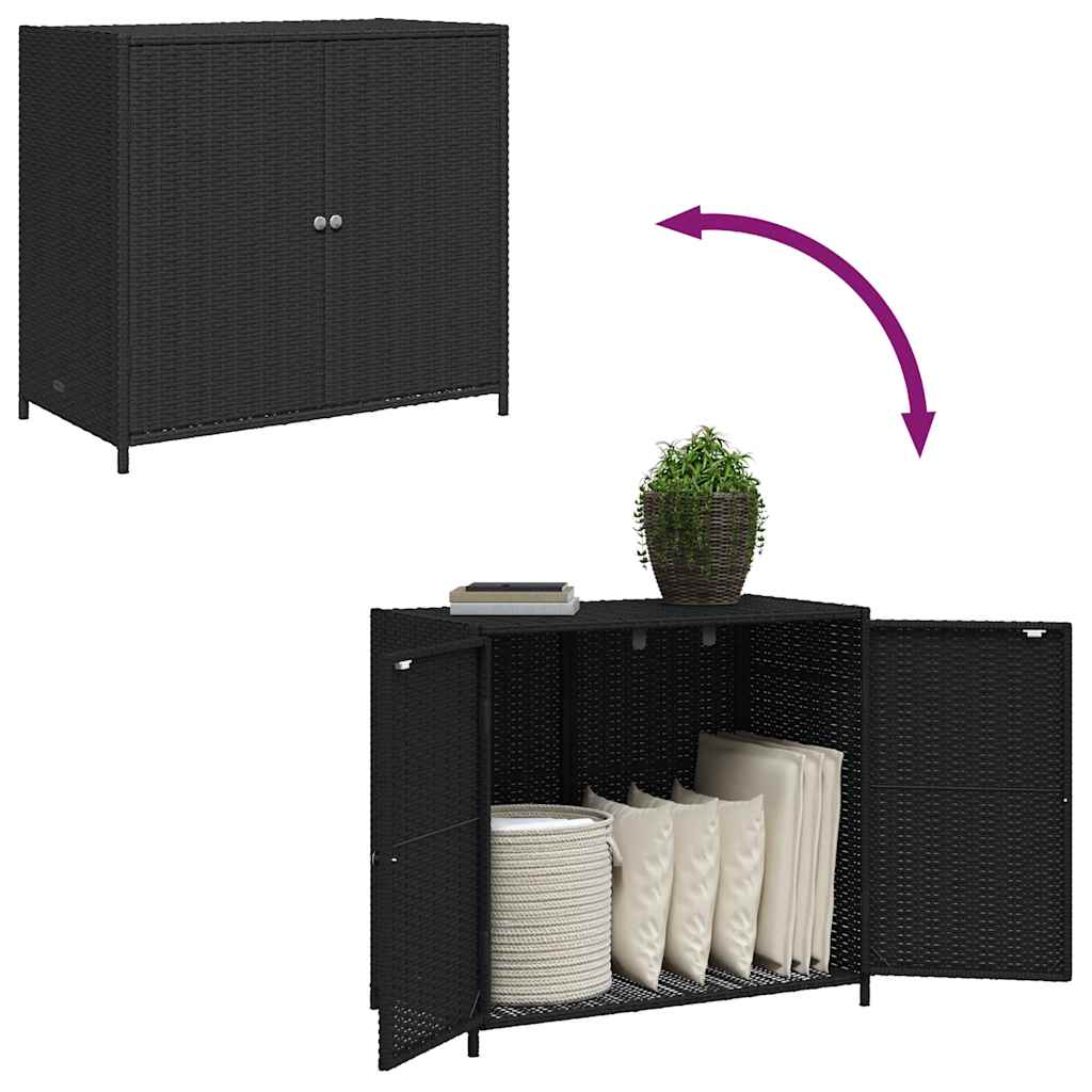 Outdoor Storage Boxes Garden Cabinet 83cm Poly Rattan Cupboard Black Lockable gr