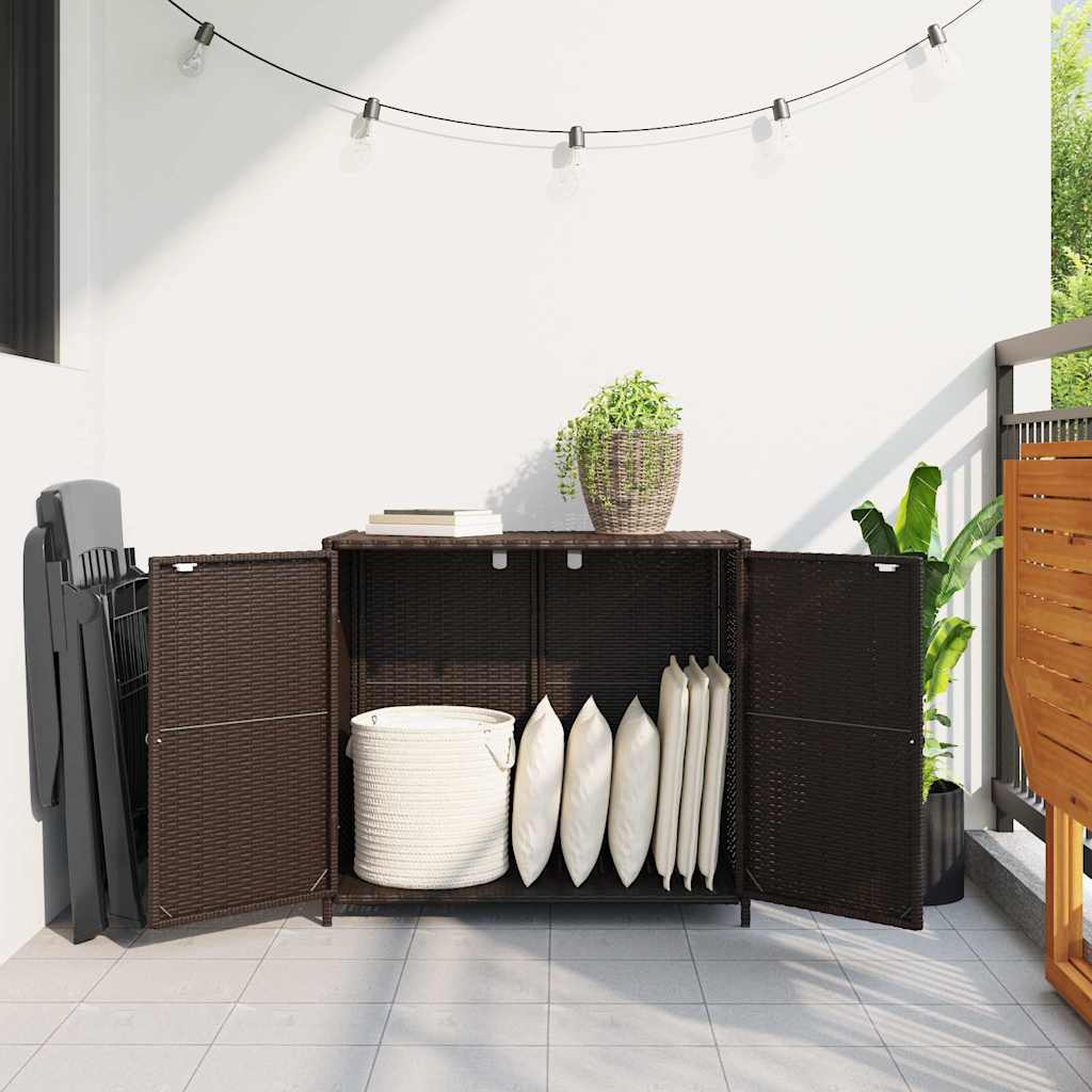 Outdoor Storage Boxes Garden Cabinet 83cm Poly Rattan Cupboard Black Lockable gr
